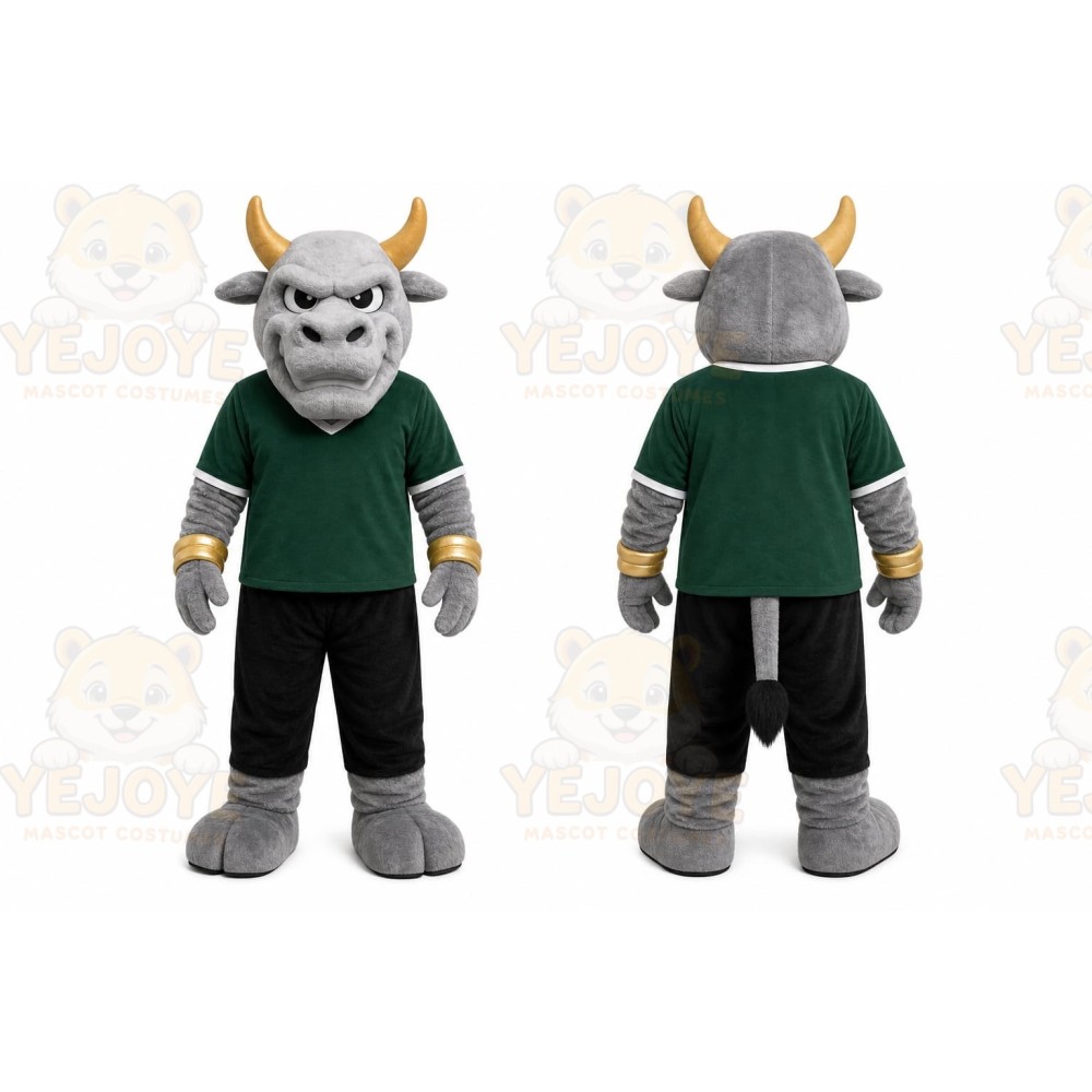 Gray Bull Mascot Costume for Sports Events