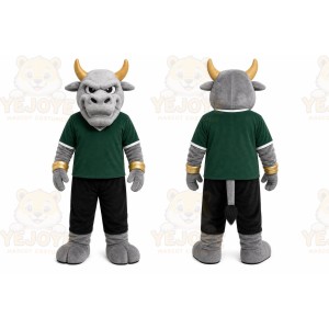 Gray Bull Mascot Costume for Sports Events