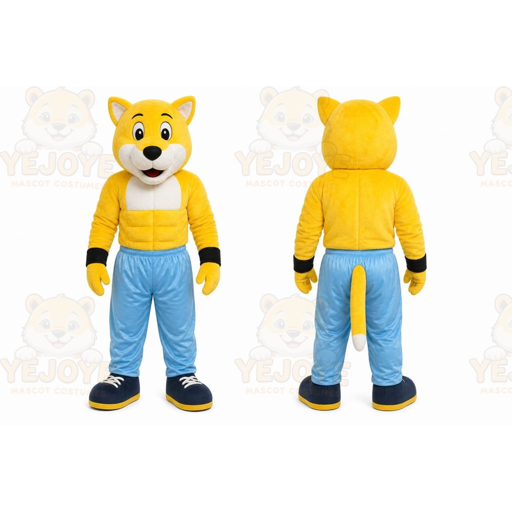 Yellow Fox Mascot Costume for Sports Events