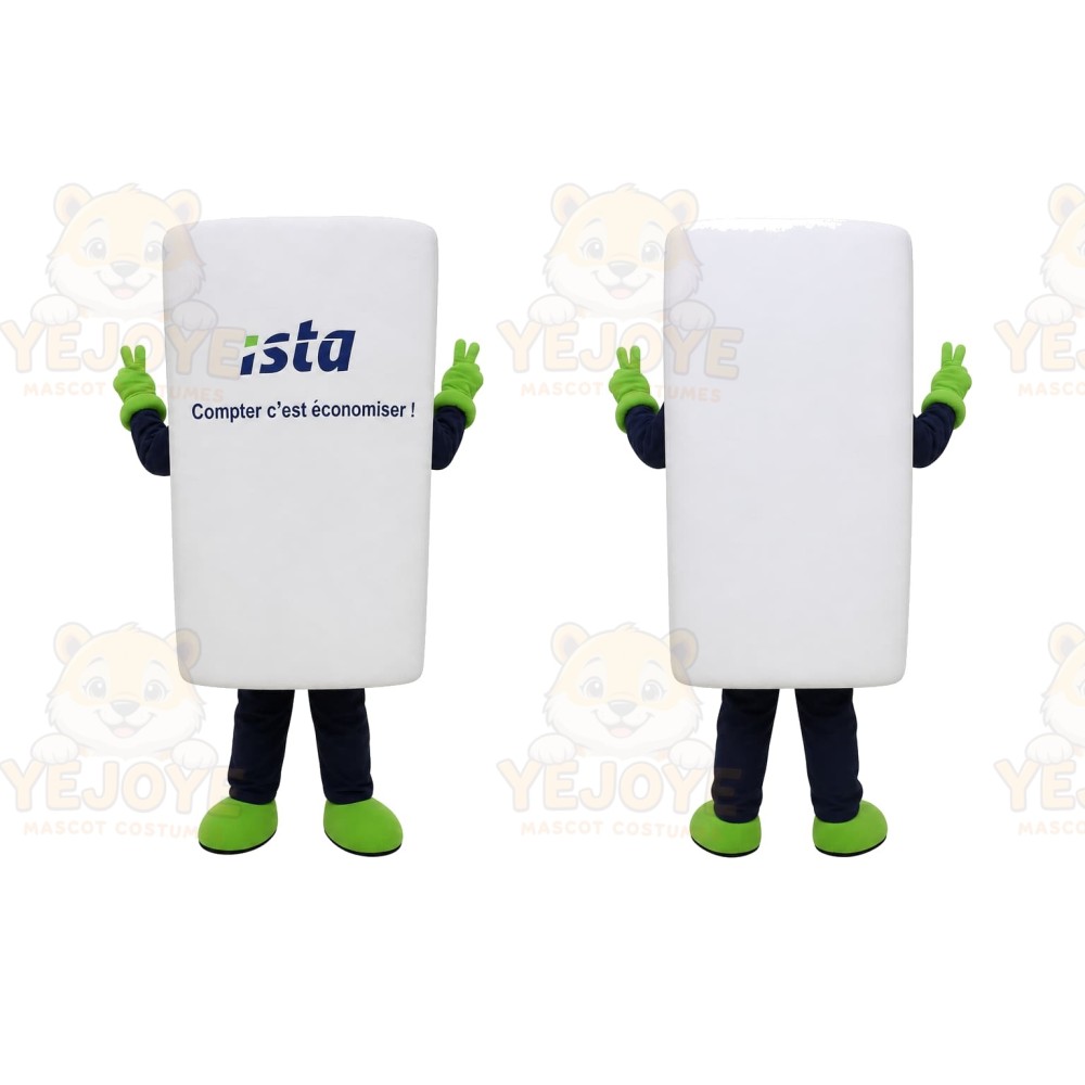 White Rectangle Block Mascot Costume for Corporate Events
