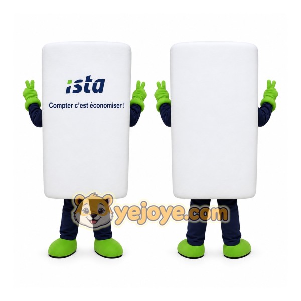 White Rectangle Block Mascot Costume for Corporate Events