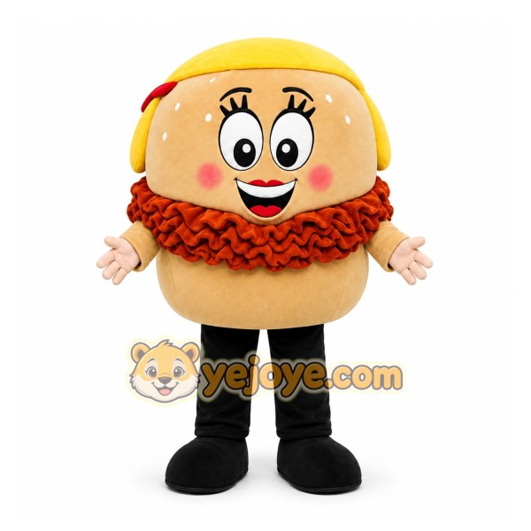 Beige Hamburger Mascot Costume for Restaurant Promotions