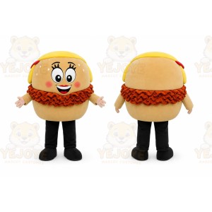 Beige Hamburger Mascot Costume for Restaurant Promotions