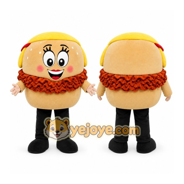 Beige Hamburger Mascot Costume for Restaurant Promotions
