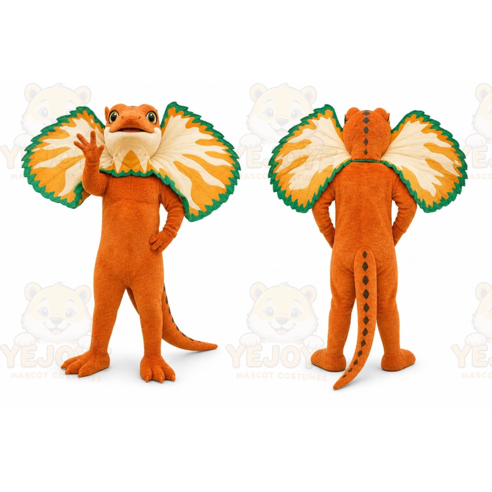Orange Frilled Lizard Mascot Costume for Events and Promotions