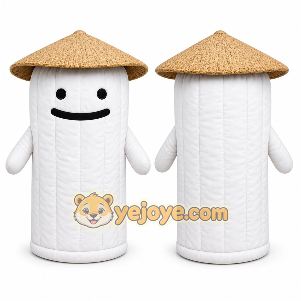 White Cylindrical Character With Hat Mascot Costume for Events and Promotions White Cylindrical Character With Hat Mascot Costume for Events and Promotions