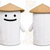 White Cylindrical Character With Hat Mascot Costume for Events and Promotions