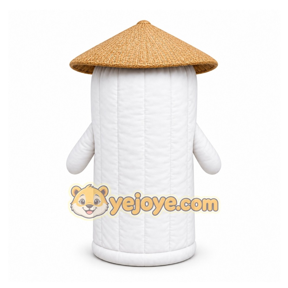 White Cylindrical Character With Hat Mascot Costume for Events and Promotions White Cylindrical Character With Hat Mascot Costume for Events and Promotions
