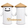 White Cylindrical Character With Hat Mascot Costume for Events and Promotions