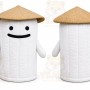 White Cylindrical Character With Hat Mascot Costume for Events and Promotions