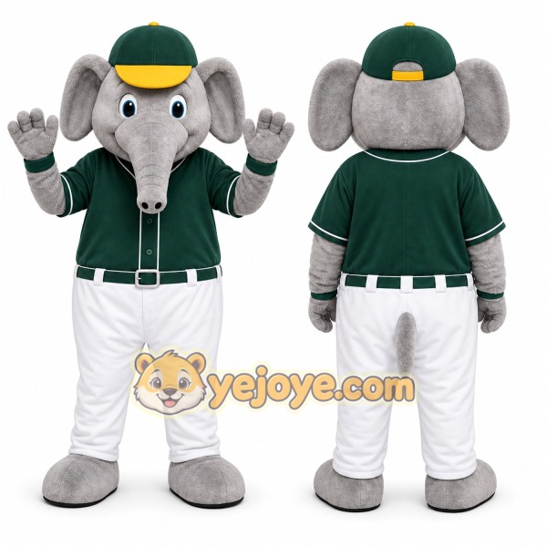 Gray Elephant Mascot Costume for Sports Events
