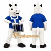 White Unicorn Playing Drum Mascot Costume for School Events