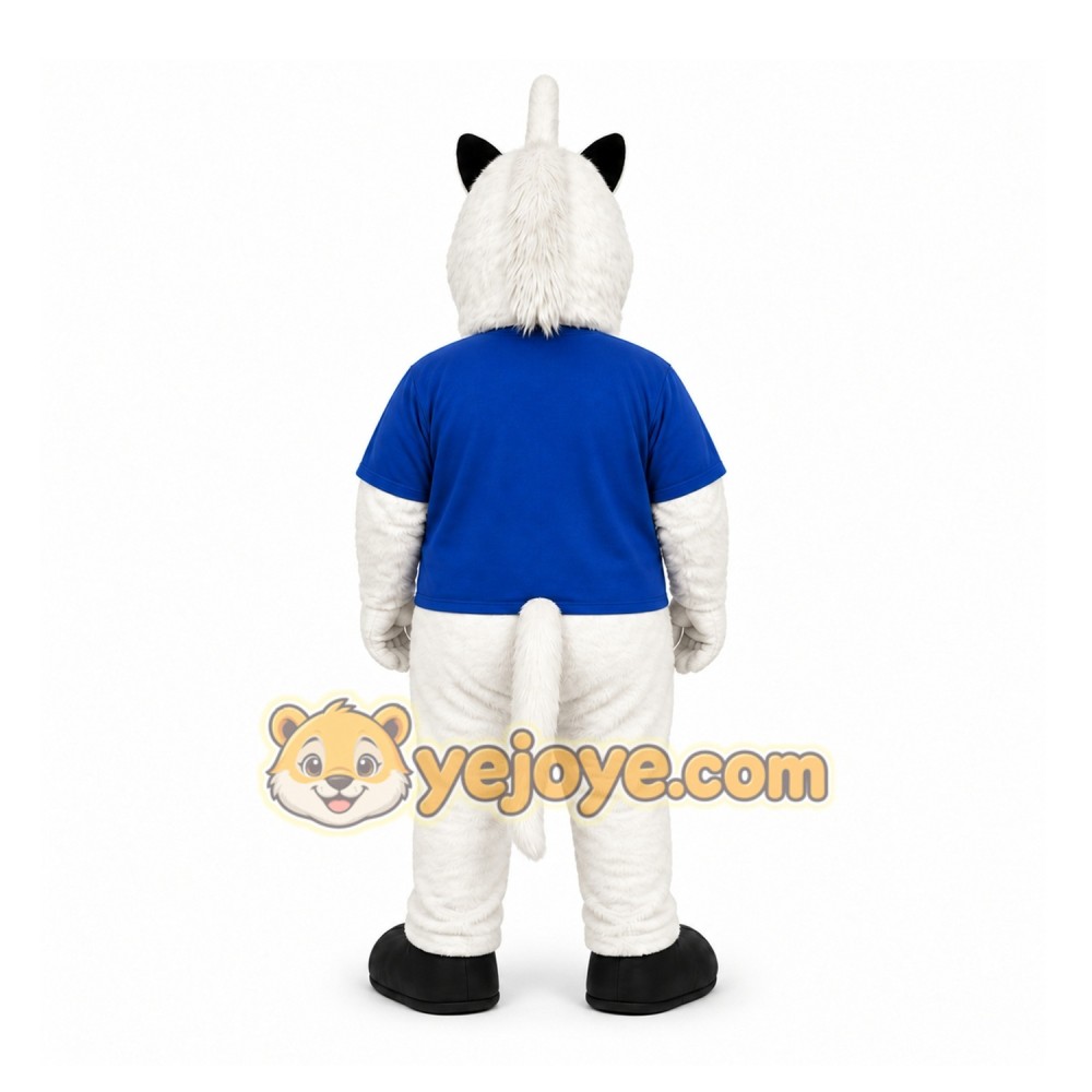 White Unicorn Playing Drum Mascot Costume for School Events White Unicorn Playing Drum Mascot Costume for School Events
