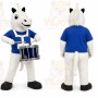 White Unicorn Playing Drum Mascot Costume for School Events