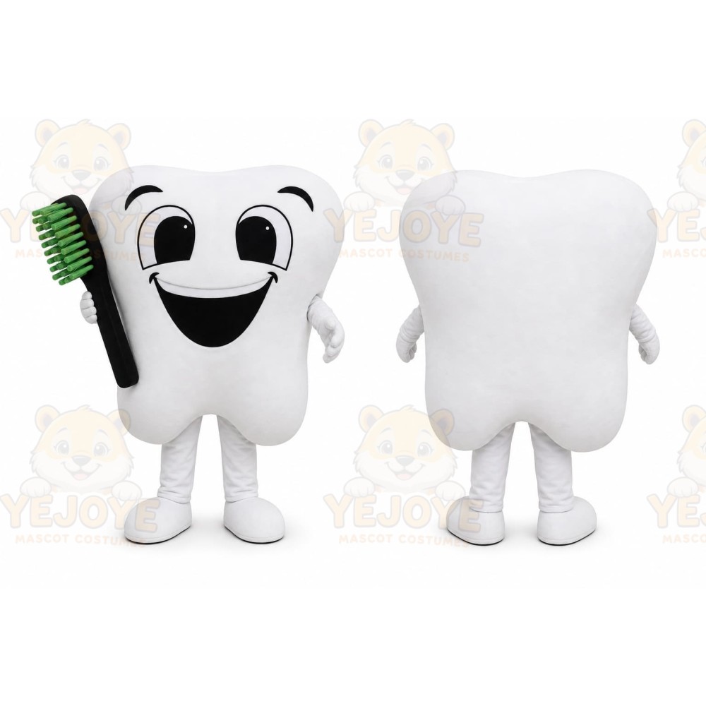 White Tooth Mascot Costume for Events and Promotions