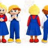 Blue Boy And Girl Dolls Mascot Costume for Events and Promotions