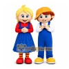 Blue Boy And Girl Dolls Mascot Costume for Events and Promotions Blue Boy And Girl Dolls Mascot Costume for Events and Promotions