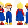 Blue Boy And Girl Dolls Mascot Costume for Events and Promotions
