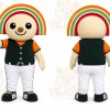 Orange Smiling Character With Rainbow Hat Mascot Costume for Events and Promotions