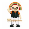 Orange Smiling Character With Rainbow Hat Mascot Costume for Events and Promotions Orange Smiling Character With Rainbow Hat Mascot Costume for Events and Promotions