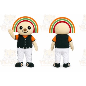 Orange Smiling Character With Rainbow Hat Mascot Costume for Events and Promotions