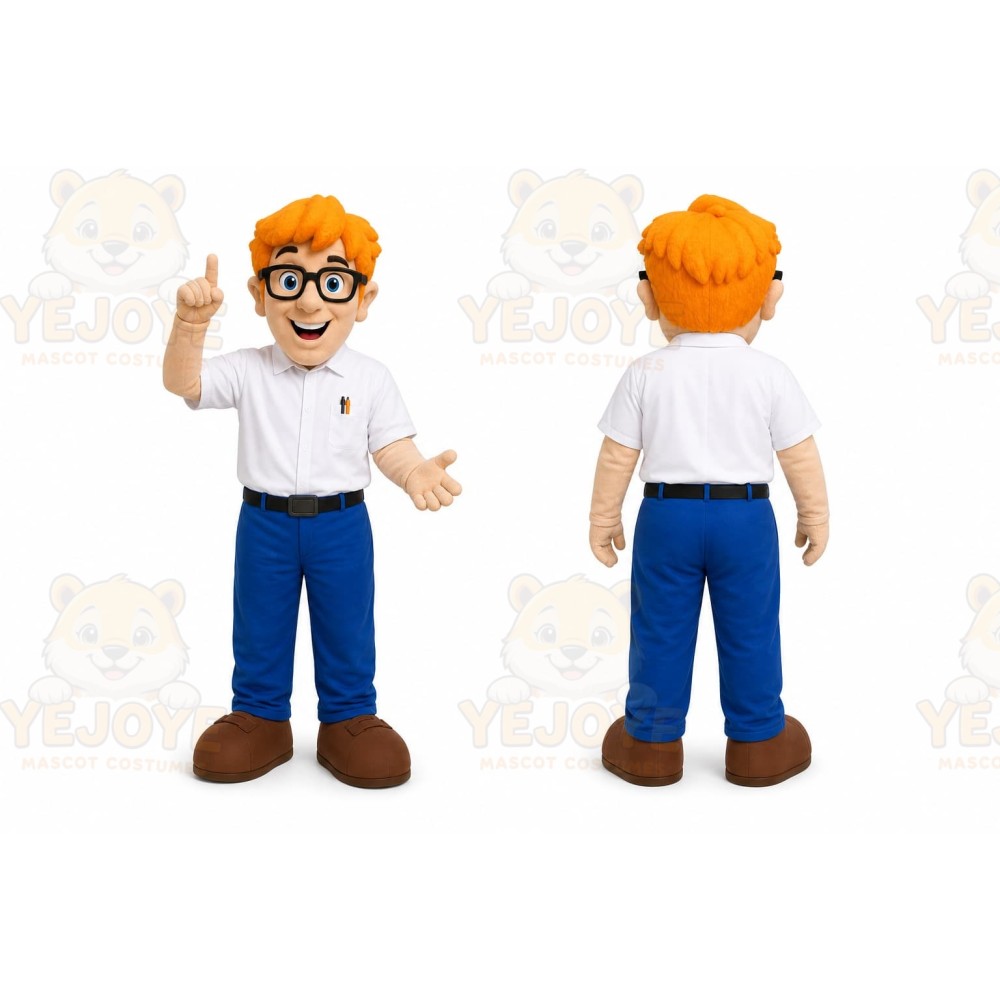 Blue Man With Glasses Mascot Costume for Events and Promotions
