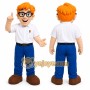 Blue Man With Glasses Mascot Costume for Events and Promotions