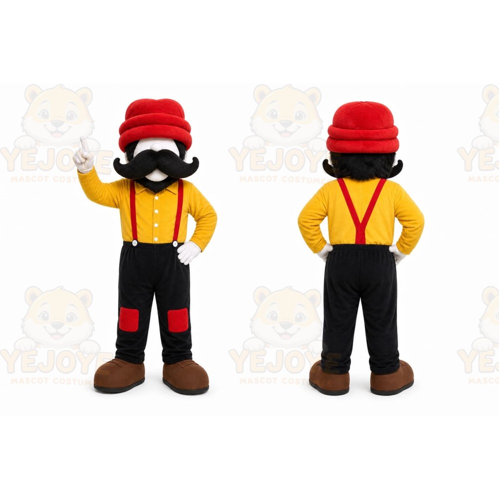 Yellow Man With Mustache And Hat Mascot Costume for Events and Promotions