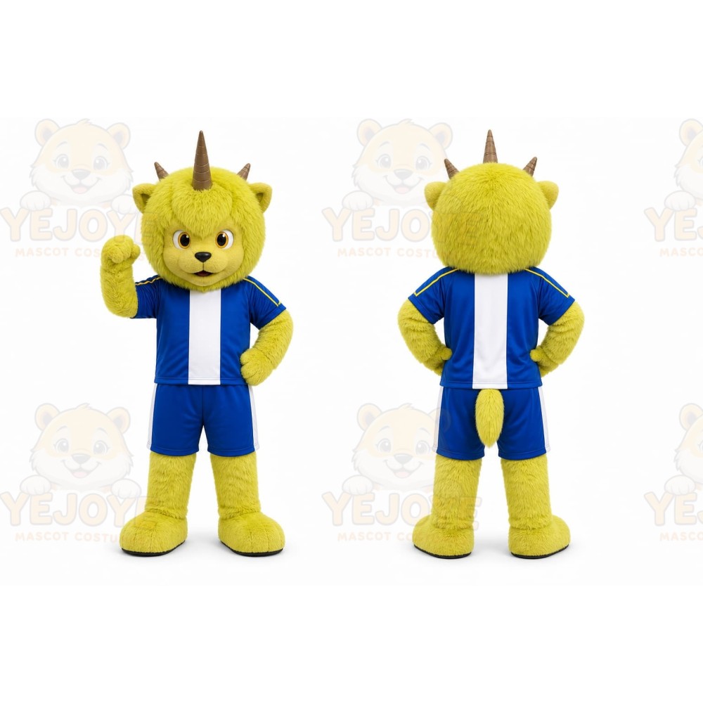 Yellow Lion With Horns Mascot Costume for Events and Promotions