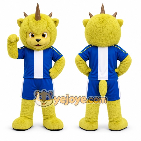 Yellow Lion With Horns Mascot Costume for Events and Promotions