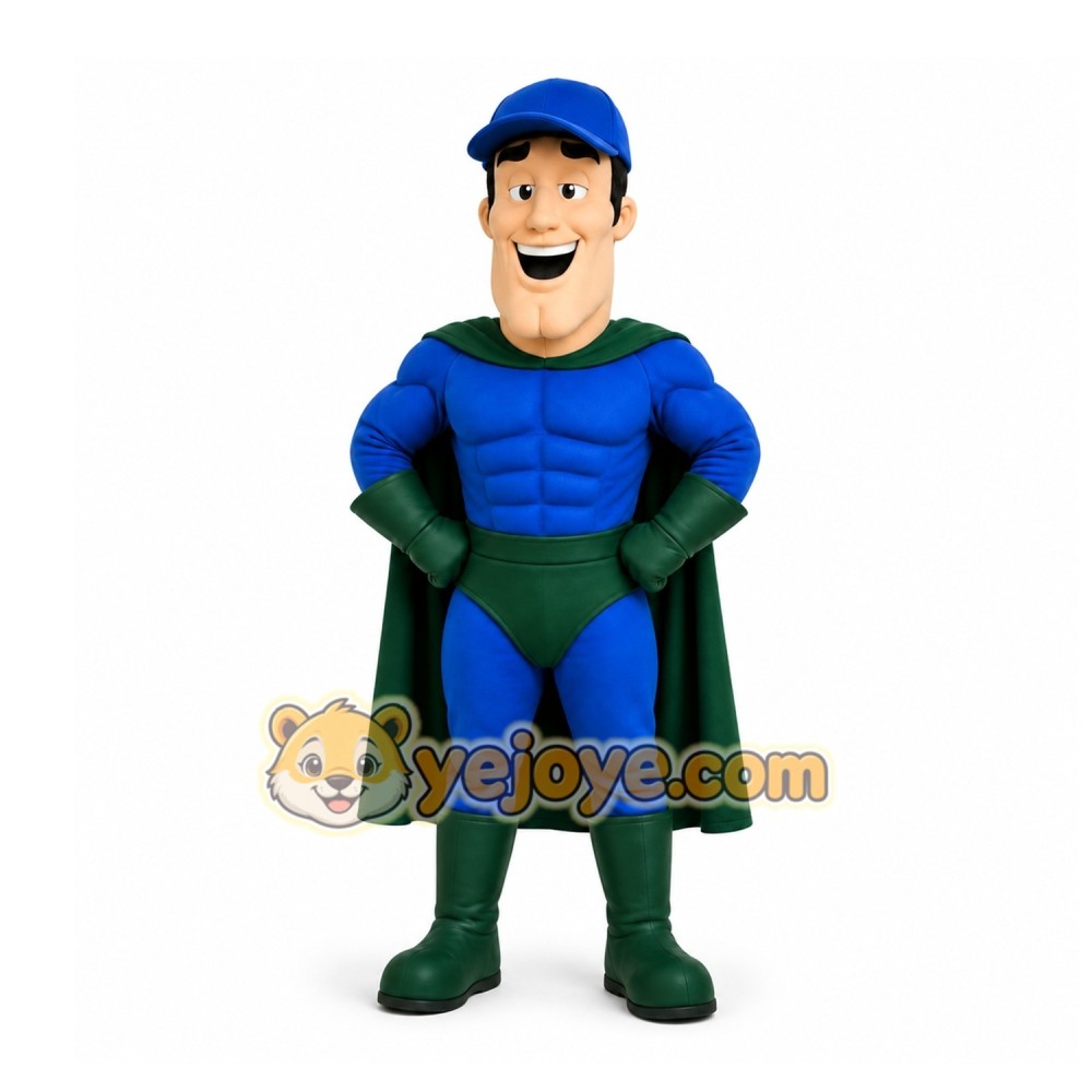 Blue Superhero Mascot Costume for Events and Promotions Blue Superhero Mascot Costume for Events and Promotions