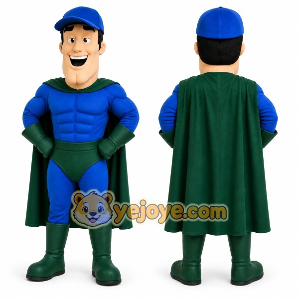 Blue Superhero Mascot Costume for Events and Promotions