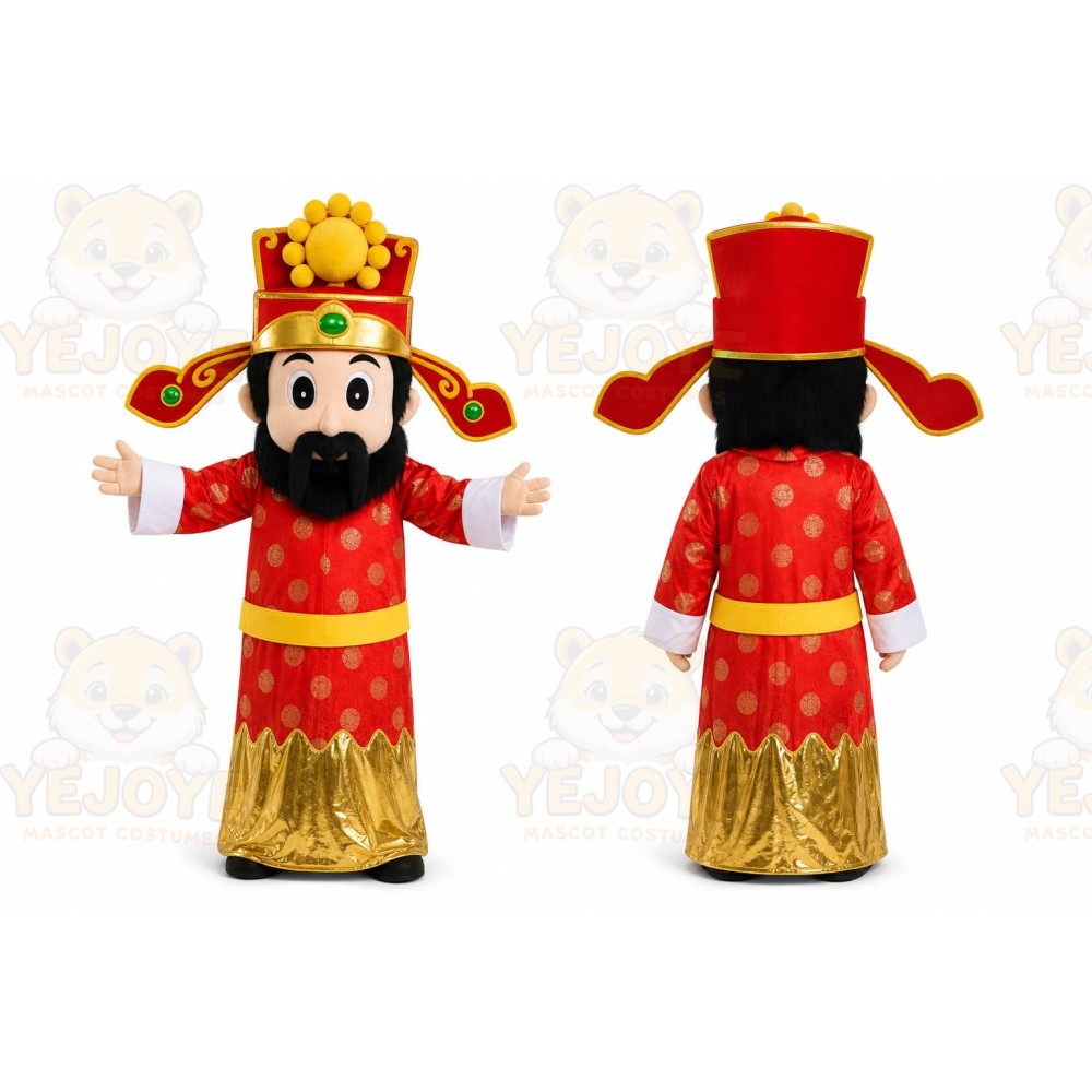 Red Traditional Figure Mascot Costume for Holiday Events
