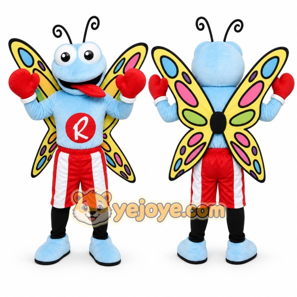 Blue Butterfly Mascot Costume for Sports Events