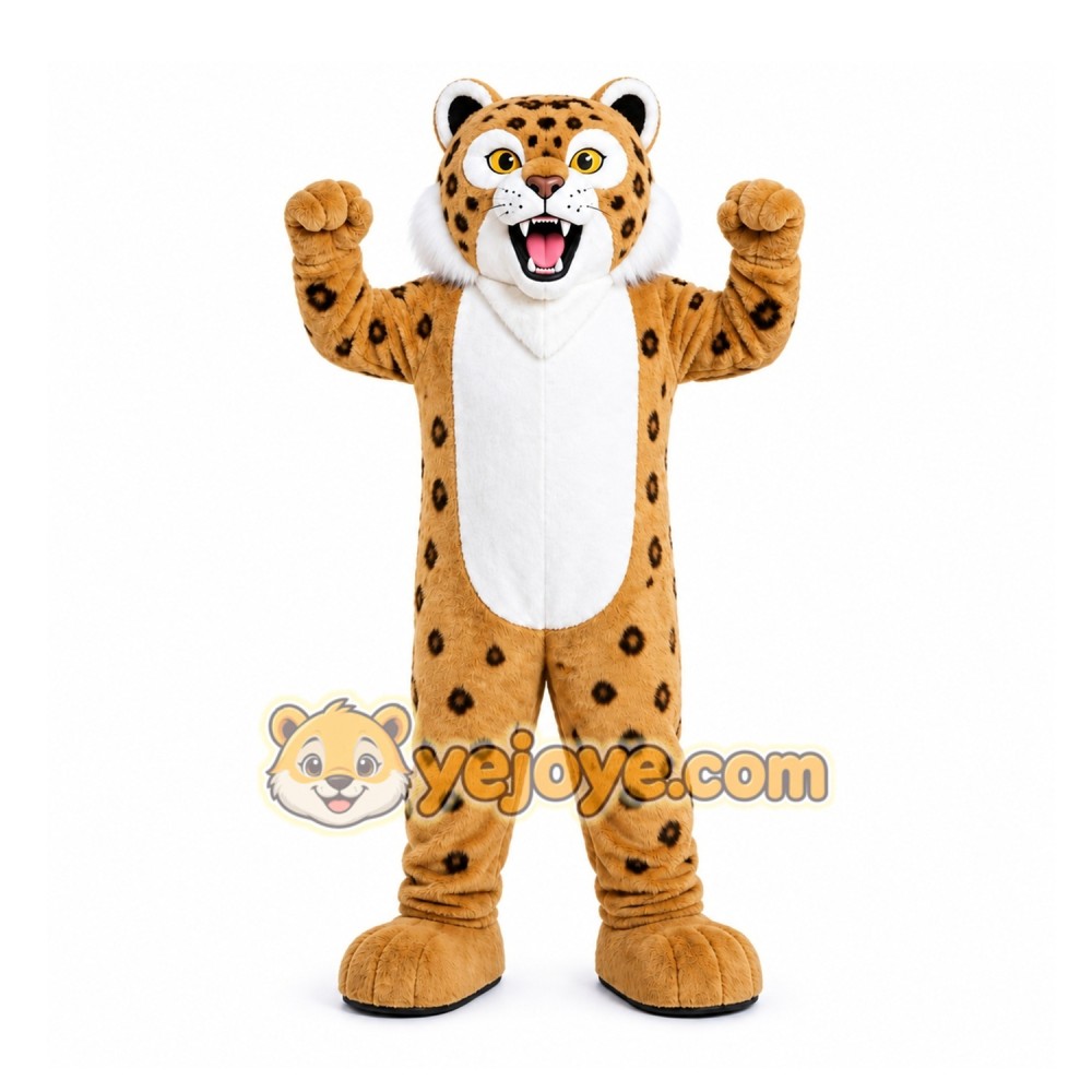 Tan Leopard Mascot Costume for Sports Events