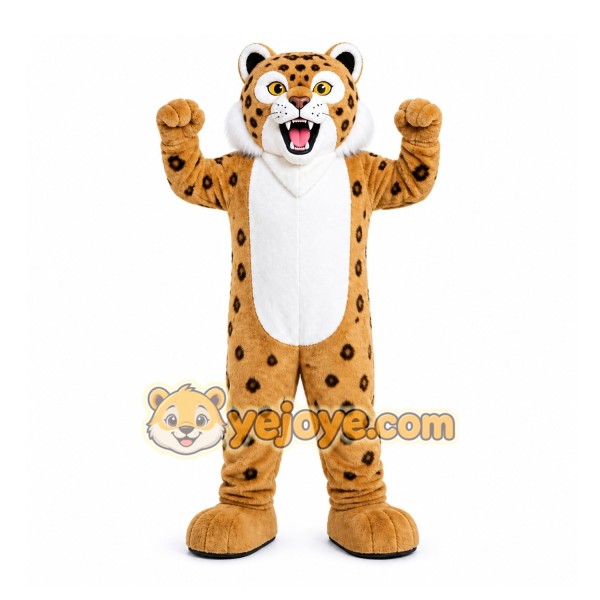 Tan Leopard Mascot Costume for Sports Events