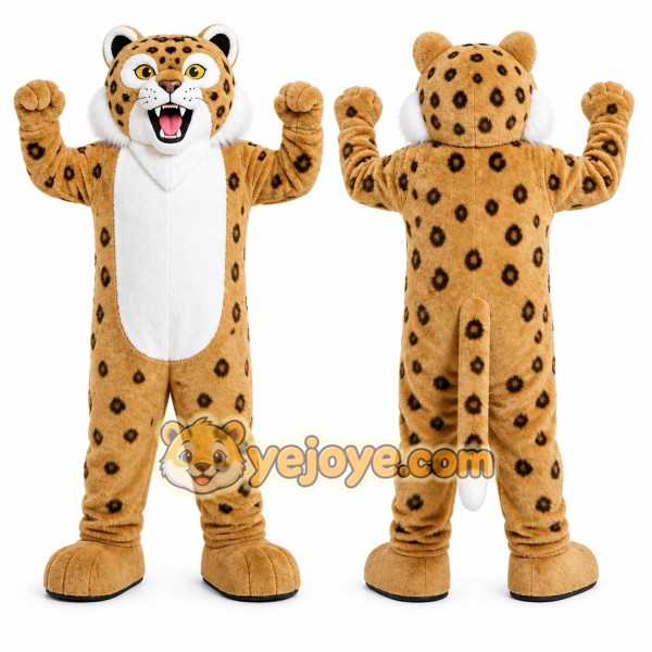 Tan Leopard Mascot Costume for Sports Events
