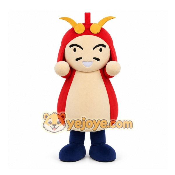 Red Cartoon Warrior Mascot Costume for Events and Promotions Red Cartoon Warrior Mascot Costume for Events and Promotions