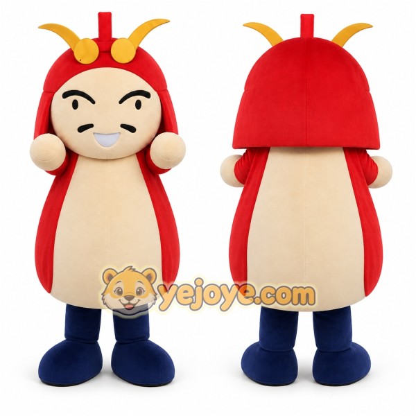 Red Cartoon Warrior Mascot Costume for Events and Promotions