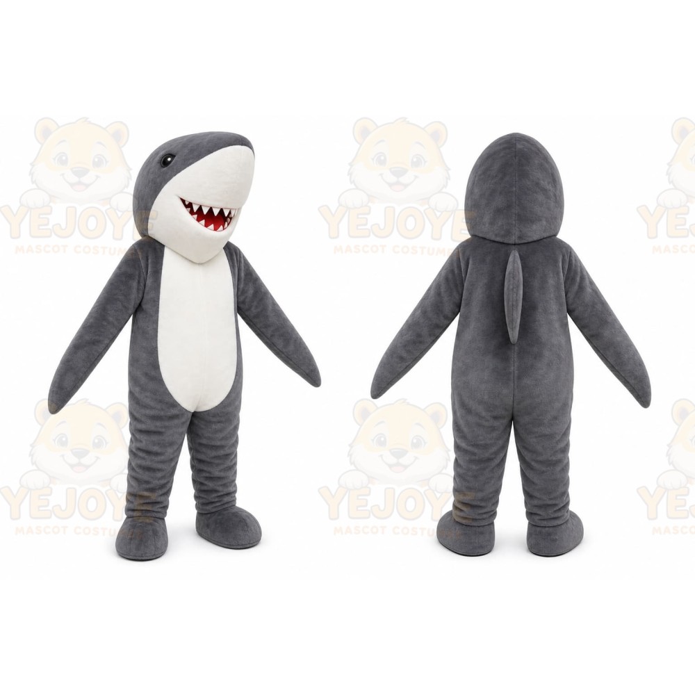 Gray Shark Mascot Costume for Events and Promotions