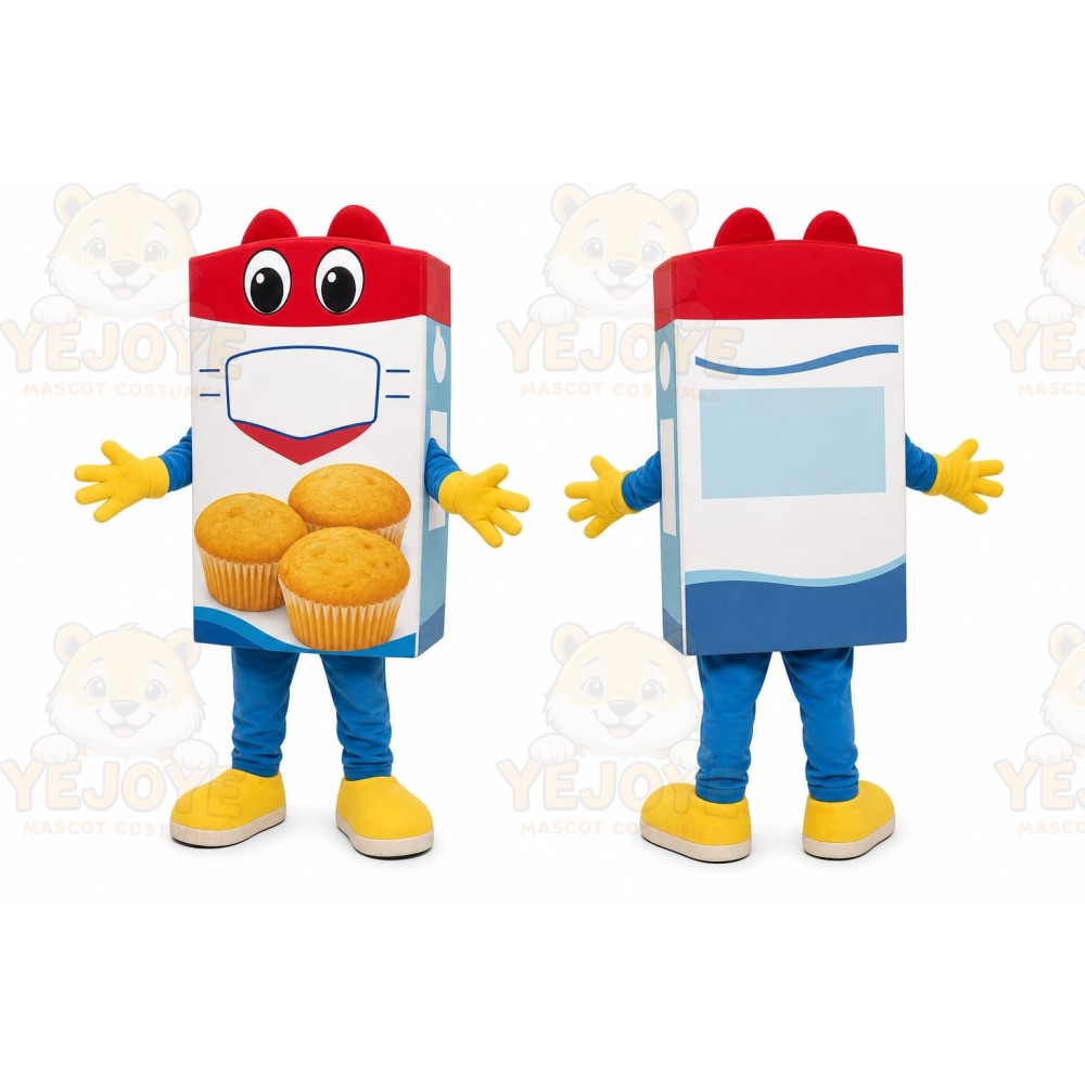 Red Muffin Box Mascot Costume for Restaurant Promotions