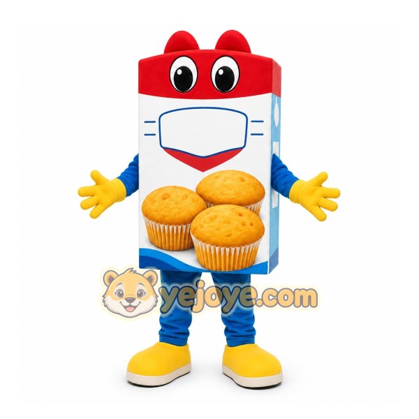 Red Muffin Box Mascot Costume for Restaurant Promotions