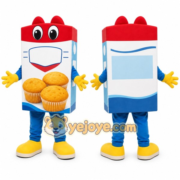 Red Muffin Box Mascot Costume for Restaurant Promotions
