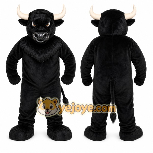 Black Bull Mascot Costume for Sports Events