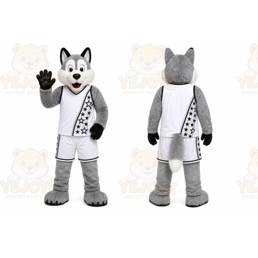 Gray Wolf Mascot Costume for Sports Events