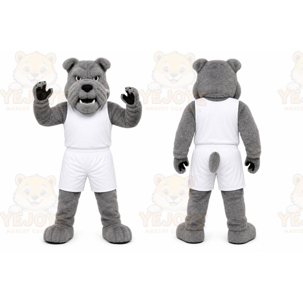 Gray Bulldog Mascot Costume for Sports Events