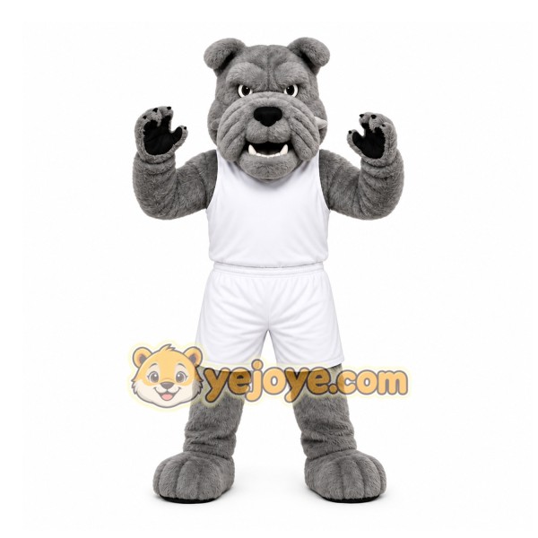Gray Bulldog Mascot Costume for Sports Events