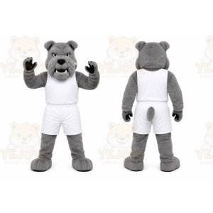 Gray Bulldog Mascot Costume for Sports Events