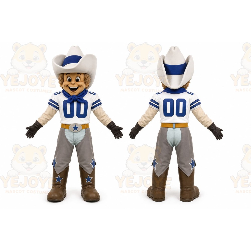 Gray Cowboy Mascot Costume for Sports Events