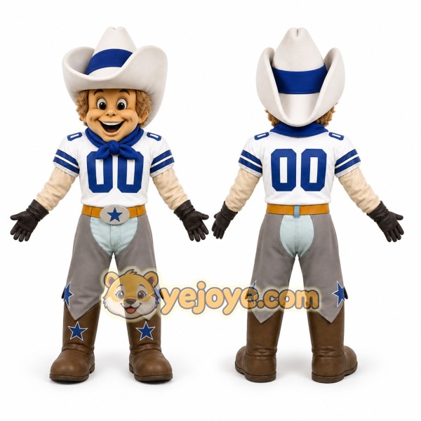 Gray Cowboy Mascot Costume for Sports Events